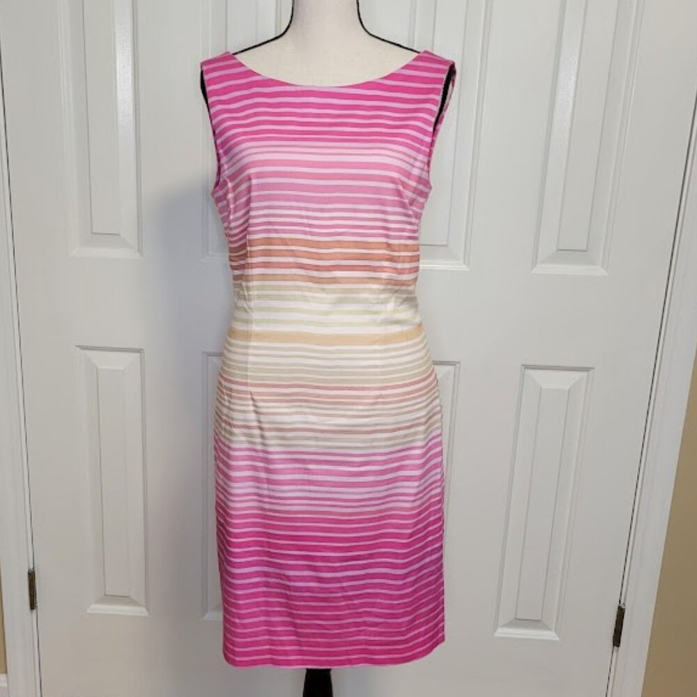 Paul & Shark Yachting Made in Italy Pink Ombre Stripe Sheath Dress Size 42 US 6